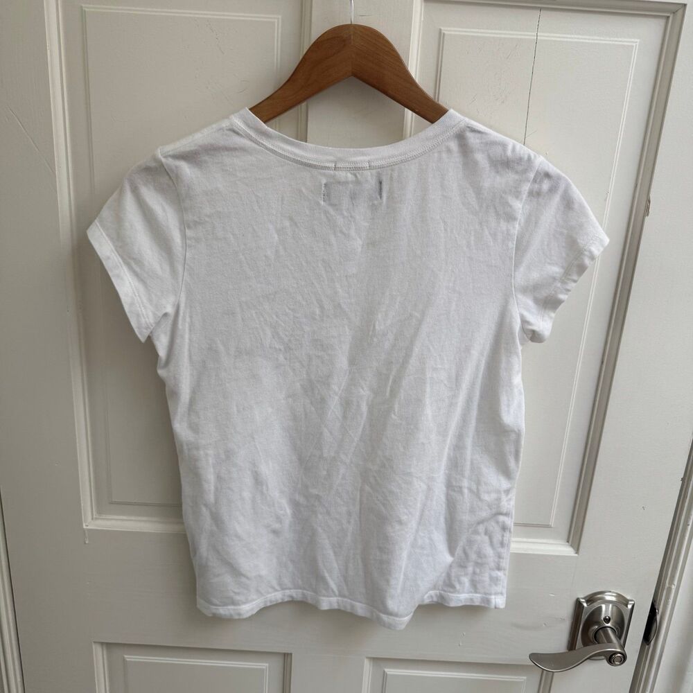 Abercrombie & Fitch Soft A&F White Reversible Sequin Wine Glass Tee Size Small - Picture 3 of 6